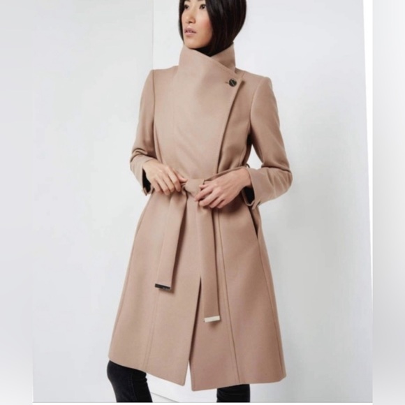 Ted Baker London Jackets & Blazers - Ted Baker Lorili Blush Wool & Cashmere Wrap Coat